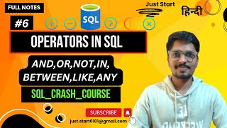 Download the video "#6 Operators In SQL : Arithmetic,Comparison,Logical, Bitwise,IN, BETWEEN, LIKE, ANY (Hindi) #coding"