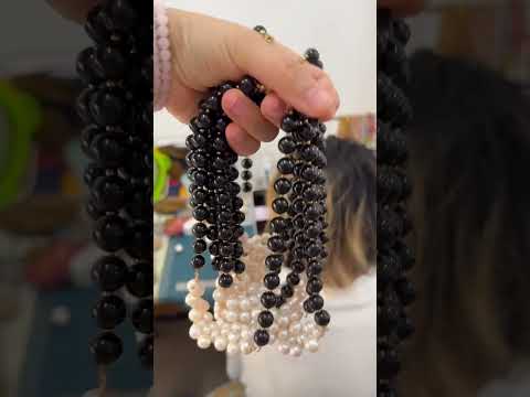 Black Stone & Pearl Necklace