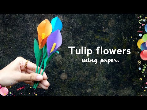 How to make tulip flowers using paper - Craft with Umama.