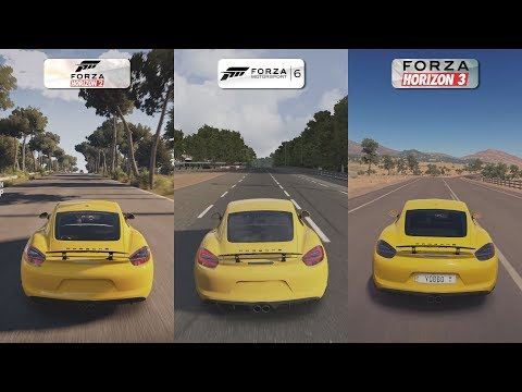 Forza Horizon 2 vs Forza 6 vs Forza Horizon 3 - Porsche Cayman GTS Sound Comparison