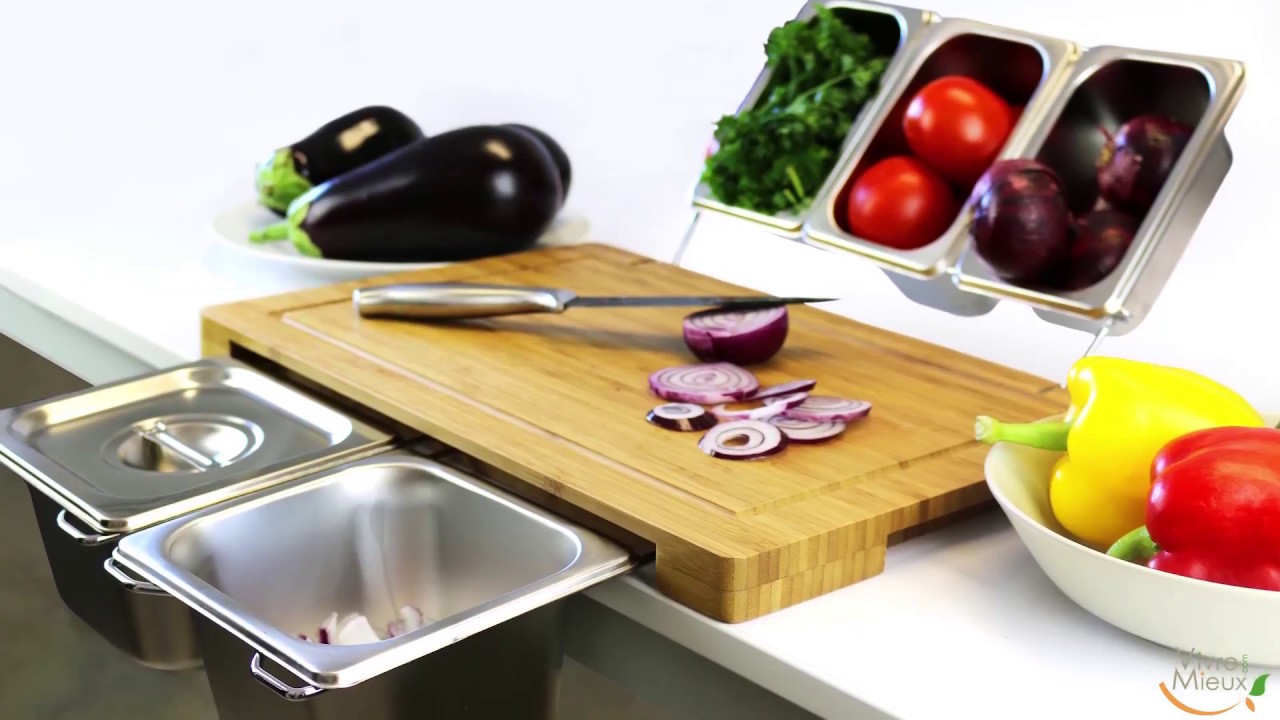 Planche à découper avec 5 bacs - Vivre-Mieux.com