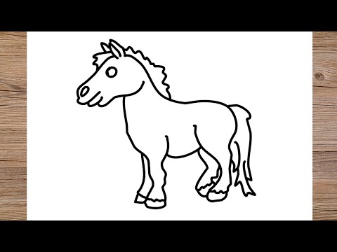 小马简笔画, how to draw a horse