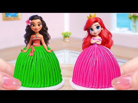 Ocean Mermaid Princess Cake Recipe ✨ How To Make Miniature Disney Princess Cake Decorating Ideas✨