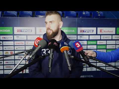 Tomáš Vošvrda a Dávid Skokan po zápase s Košicami (25. kolo)