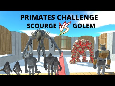 PRIMATES CHALLENGE - SCOURGE VS GOLEM - ANIMAL REVOLT BATTLE SIMULATOR