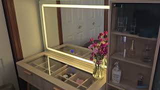 MODNEST 48 Vanity Desk, Makeup Vanity Desk, Dressing Table with Clear Glass Top for Dressing Rooms