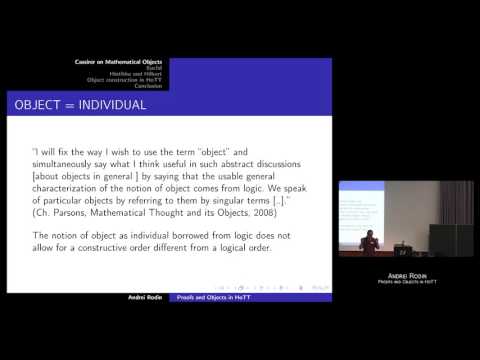 Proofs and Objects in HoTT by Andrei Rodin (Saint Petersburg State University, Russia)