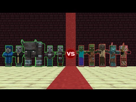 Illager Army vs Zombie Army - Minecraft Mob Battle 1.14.4/1.16 [Season 1]