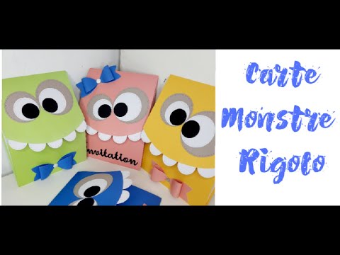 TUTO SCRAP * Carte monstre rigolo * Invitation anniversaire enfant * card mariage * Chat Scrap*