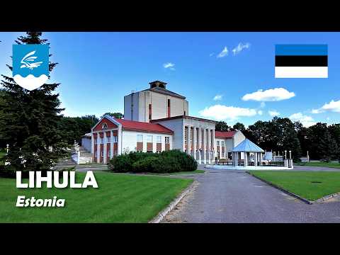 Lihula, Estonia. Walking tour in a historic small town. 4K