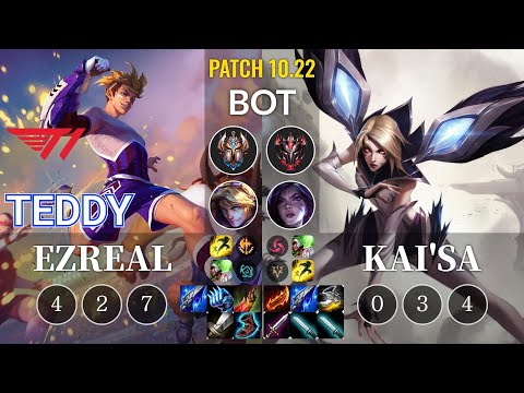 T1 Teddy Ezreal vs Kai'Sa Bot - KR Patch 10.22