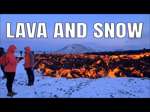 Iceland Volcano in Snow. Lava and Ice - April 2021
