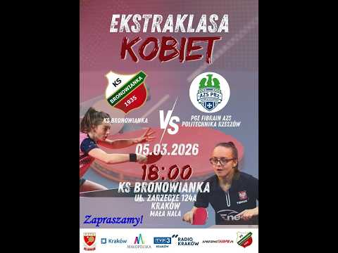 Mecz ekstraklasy tenisa kobiet  05.03.2026 KS Bronowianka Kraków - PGE  Fibrain AZS Politechnika