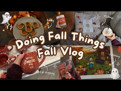 Fall Vlog 🍂🎃🧸 + FALL NIGHT ROUTINE, pumpkin spice latte, cozy fall haul, book shopping, baking,  🧺🧶🪵