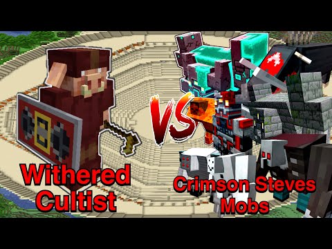 Minecraft |Mobs Battle| Withered Cultist  VS Crimson Steve's More Mobs