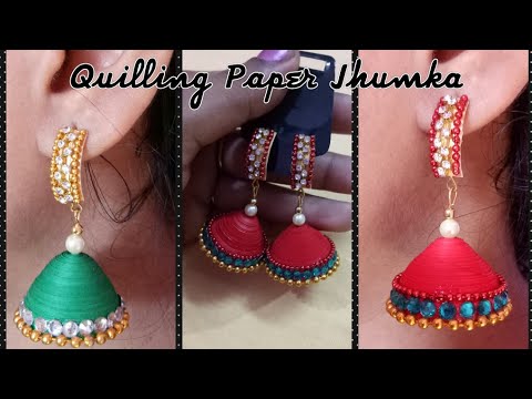DIY earrings| How to make Quilling jhumka ( very easy)| Jhumka making video. Video