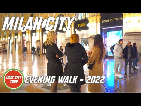Walk in Milan Italy 🇮🇹 Evening Walk 🌛 in Milano City (4K Ultra HD)