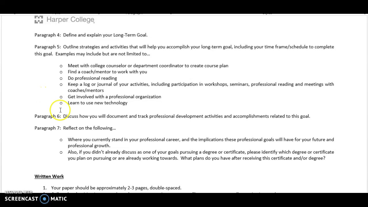 ECE 101: Professional Development Plan Assignment Guidelines