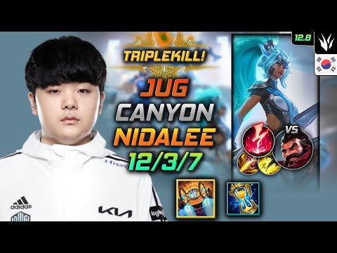 Canyon Nidalee Jungle vs Graves - 캐니언 정글 니달리 벨트 감전 - LOL KR 12.8