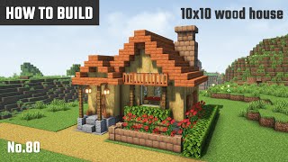 マイクラ建築：オレンジ屋根のおしゃれでシンプルな家の作り方。10x10ブロックで簡単に。No.80【Minecraft】