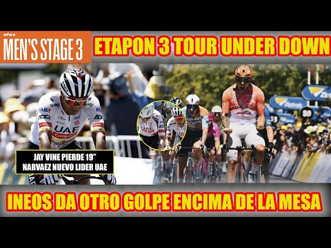 RESUMEN 3 ETAPA TOUR DOWN "INEOS GRENADIERS DA GOLPE ENCIMA DE LA MESA Y UAE Y JAY VINE PIERDEN 19""