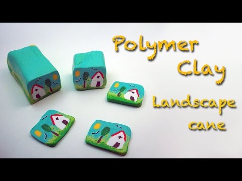 Diy Polymer clay / Fimo tutorial. How to make a country landscape cane