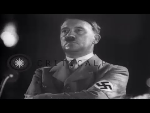 Adolf Hitler speaks at the closing session of the 6th Nazi Congress Party at Nuremberg in 09/14/1934