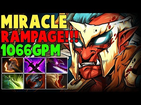 Miracle[Troll Warlord] -Rampage!! 1066Gpm God mode Insane Farm And kills Dota 2