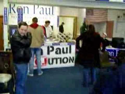 Ron Paul Penguin & Polar Bear Club sign wave in Arl Hts, IL