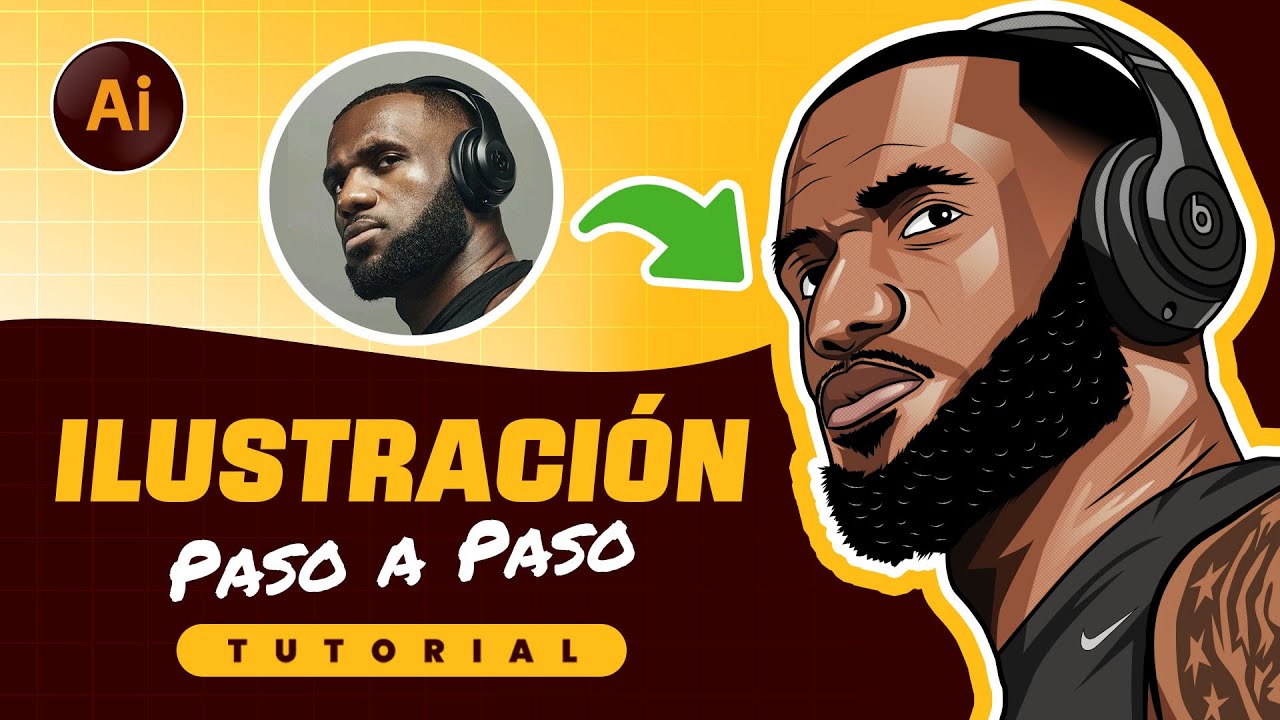 Illustrator Tutorial | Cómo convertir una Foto en una Ilustración | Drawing Lebron James ONLY MOUSE