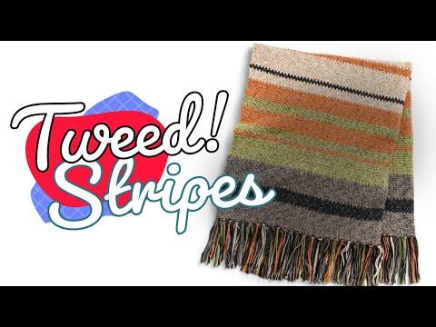 Left Hand: Tweed Stripes Crochet Moss Stitch Blanket