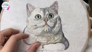 Thread Painting Cat 🐱🐈Hand Embroidery Pet Portrait
