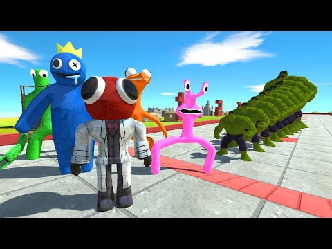 Rainbow Friends vs Different Size Hulk - Animal Revolt Battle Simulator