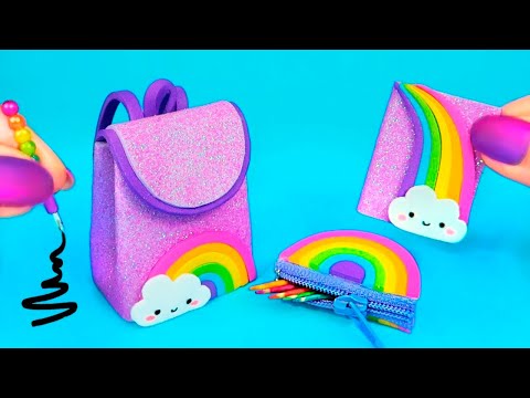 DIY Miniature School Supplies That Work! 🌈 Rainbow