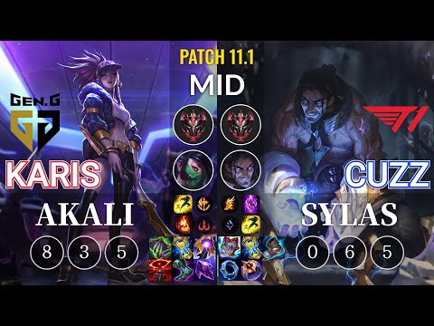 GEN Karis Akali vs T1 Cuzz Sylas Mid - KR Patch 11.1