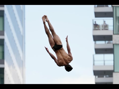 They're on the edge of glory, and the edge of an art museum, as cliff divers come to Boston
