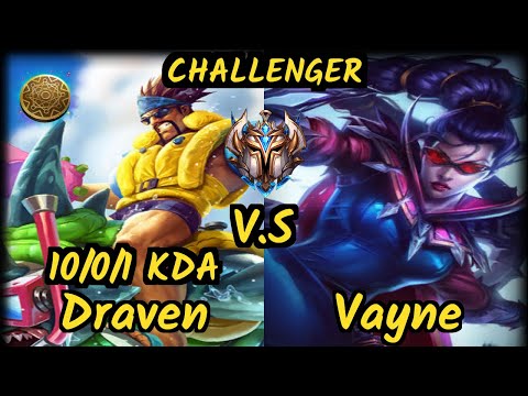 Theusma (DRAVEN) vs VAYNE - 10/0/1 KDA BOTTOM ADC CHALLENGER GAMEPLAY - BR