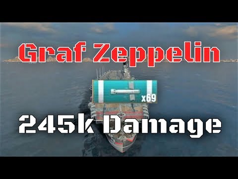 Graf Zeppelin T8 German CV | 245k Damage, 69 Torpedo Hits | World of Warships