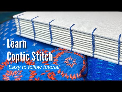 How to Coptic Stitch - Step by Step Bookbinding Tutorial (Kettle stitch & easy back cover!)