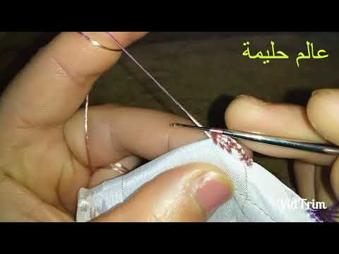 تعليم الكروشي المغربي للمبتدءات:تطبيق غرزة عمود على الثوب