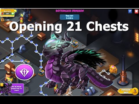 Opening 21 Chests-Dragon Mania Legends | Bottomless Dungeon | Darkfire Dragon | DML
