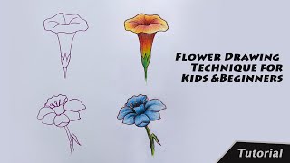 Perfect Technique to Draw Flowers for Beginners #s