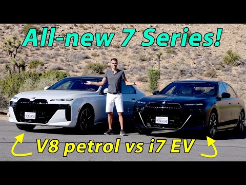The best luxury sedan? all-new BMW 7 Series 760i petrol vs BMW i7 EV driving REVIEW