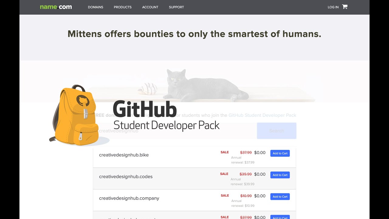 How to get free domains, hosting, and more  with Github Pack