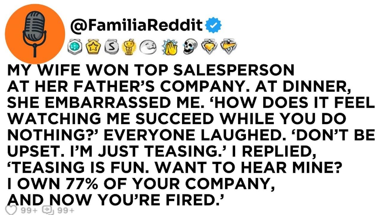 MY WIFE WON TOP SALESPERSON AT HER FATHER’S COMPANY. AT DINNER, SHE EMBARRASSED ME. ‘HOW DOES IT...
