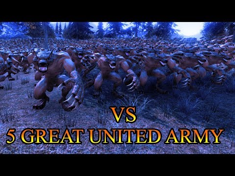 2000 WEREWOLF vs 5 GREAT UNITED ARMY (50000 WARRIOR) -  Ultimate Epic Battle Simulator