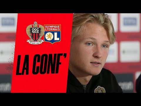 Kasper Dolberg en conf' avant Nice - Lyon (CDF)