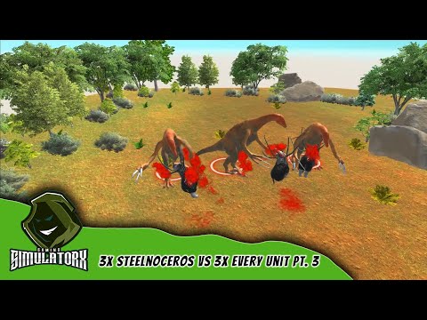 3x Steelnoceros vs 3x Every Unit Part 3 - Animal Revolt Battle Simulator