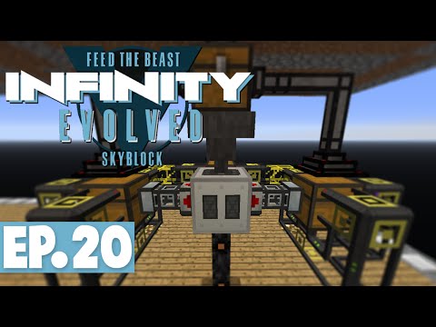 FTB INFINITY EVOLVED SKYBLOCK - MACHINE CRAFTING WITH LOGISTICS PIPES! #20 [Modded FTB Skyblock]