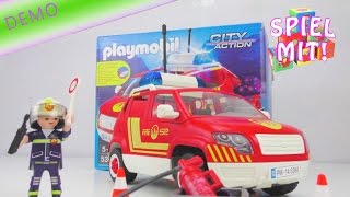 PLAYMOBIL Feuerwehreinsatz - Brandmeisterfahrzeug City Action mit Licht und Sound Aufbau & Demo